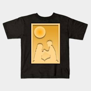 Romantic anime paper cut design at dusk Kids T-Shirt